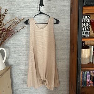 Tan Waffle Knit Dress/Coverup with Tie Detail (never worn)